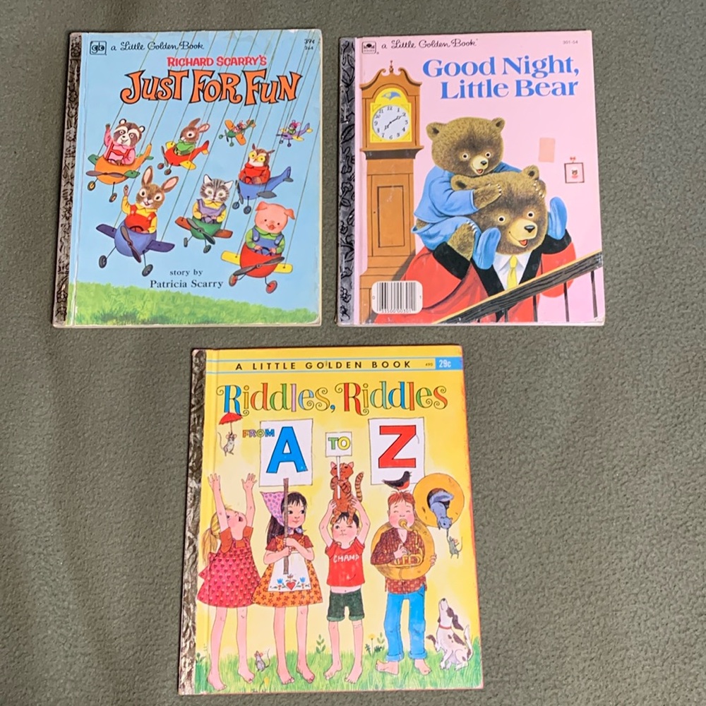 Vintage Little Golden Books from the 1960’s. Set of 3. Approximately 6 3/4” x 8”